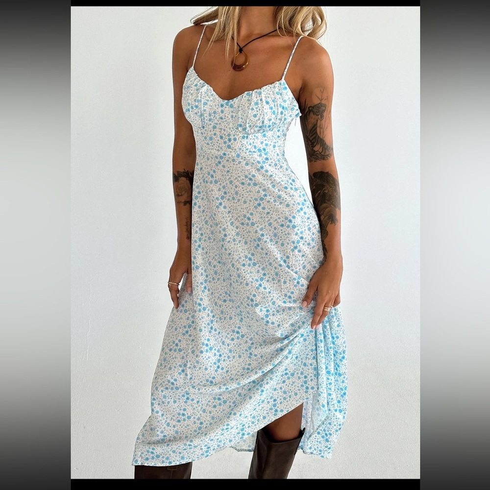 Princess Polly Amara Midi Dress in Blue Multi